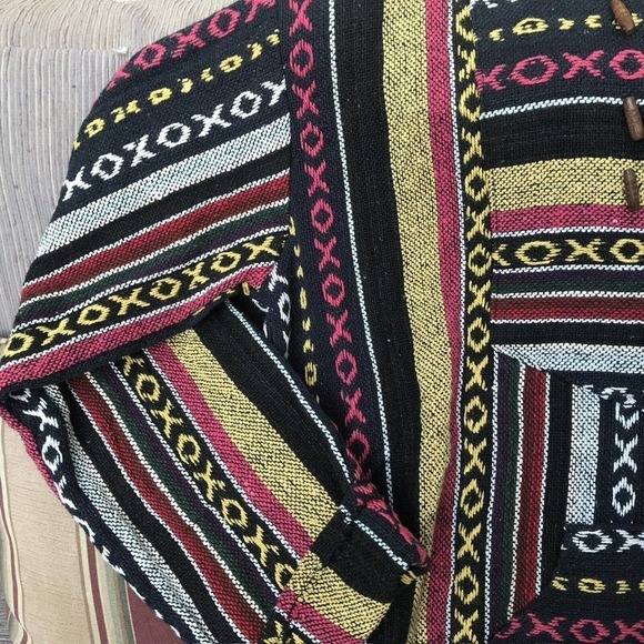 Brand New Mexican Hoodie Woven Front Pocket Fall Colors Toggles Unisex NWOT Nice - Picture 6 of 12